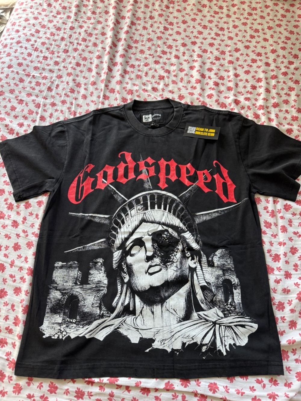 Godspeed - Statue Liberty Graphic Tee - Black with Red Logo